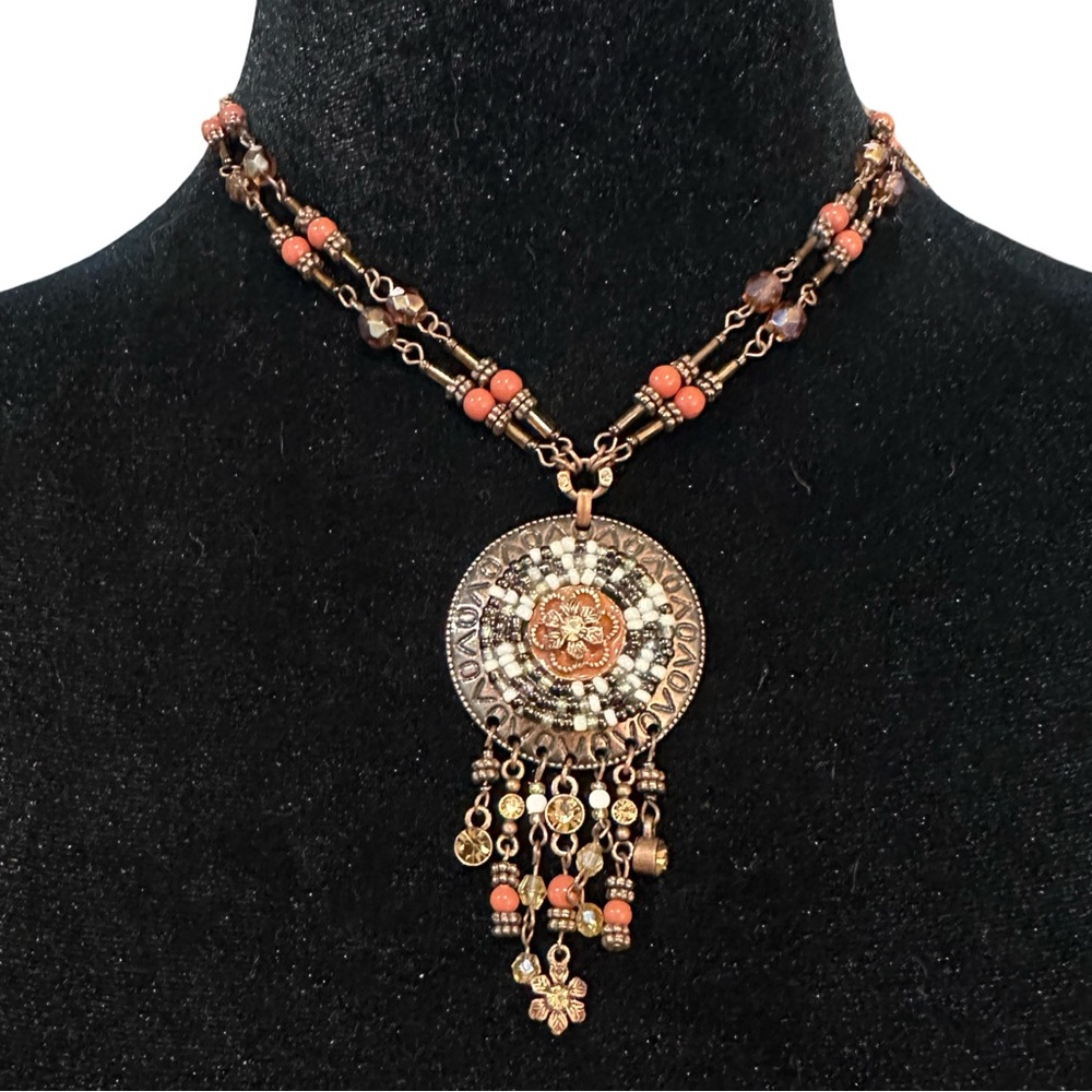 AVON NR Pendant Necklace Copper Tones Brown Boho Statement
